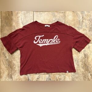 47 Temple Owls Womens Red Stevie Short Sleeve Crop T-Shirt Size Large